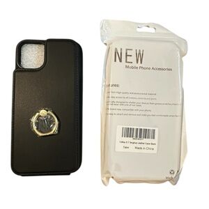 Cell phone case for iPhone 14 Pro Black wallet case w/ring holder NWT